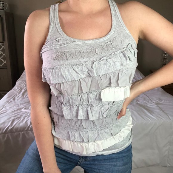 Abercrombie & Fitch Tops - ABERCROMBIE & FITCH Ruffle Racerback Tank